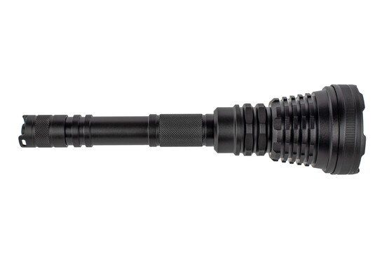 The Nitecore MH40GTR flashlight features an anodized aluminum body with heat dissipating fins